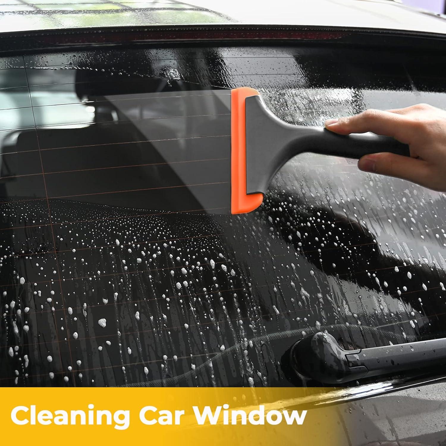 imageGomake Small Silicone Squeegee Window Shower Squeegee ToolAuto Water Blade for Car Windshield Window Mirror Glass DoorBathroomBlackorange