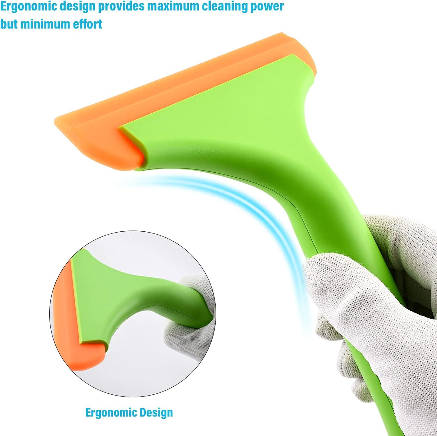 imageGomake Small Silicone Squeegee Window Shower Squeegee ToolAuto Water Blade for Car Windshield Window Mirror Glass DoorBathroomGreenorange