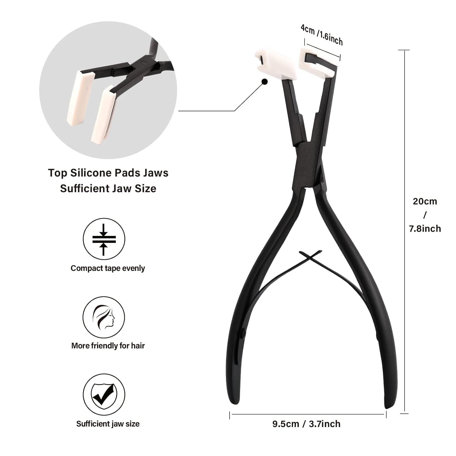 imageGomake Tape in Hair Extension Tools Kit with Flat Surface Stainless Steel Tape in Hair Extensions Sealing Clamp PlierTape Remover Scraper ToolHair Clips Human Hair Extensions Styling ToolsPinkBlack