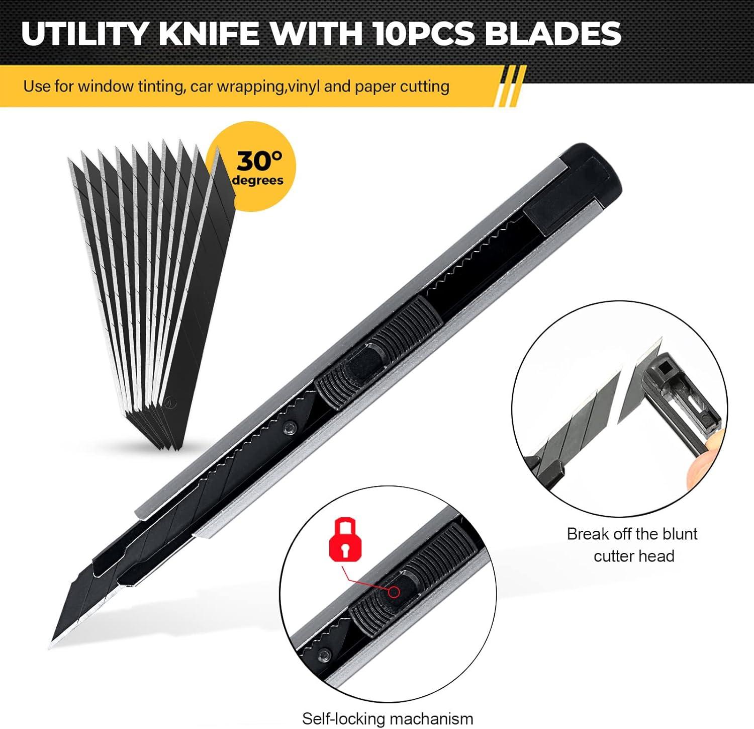 imageGomake Vehicle Vinyl Wrap Tool Kit Window Tinting Tool Include 4 Inch Felt Squeegee Retractable 9mm Utility Knife and Blades Zippy Vinyl Cutter and Mini Go Corner Squeegee for Car WrappingGrey