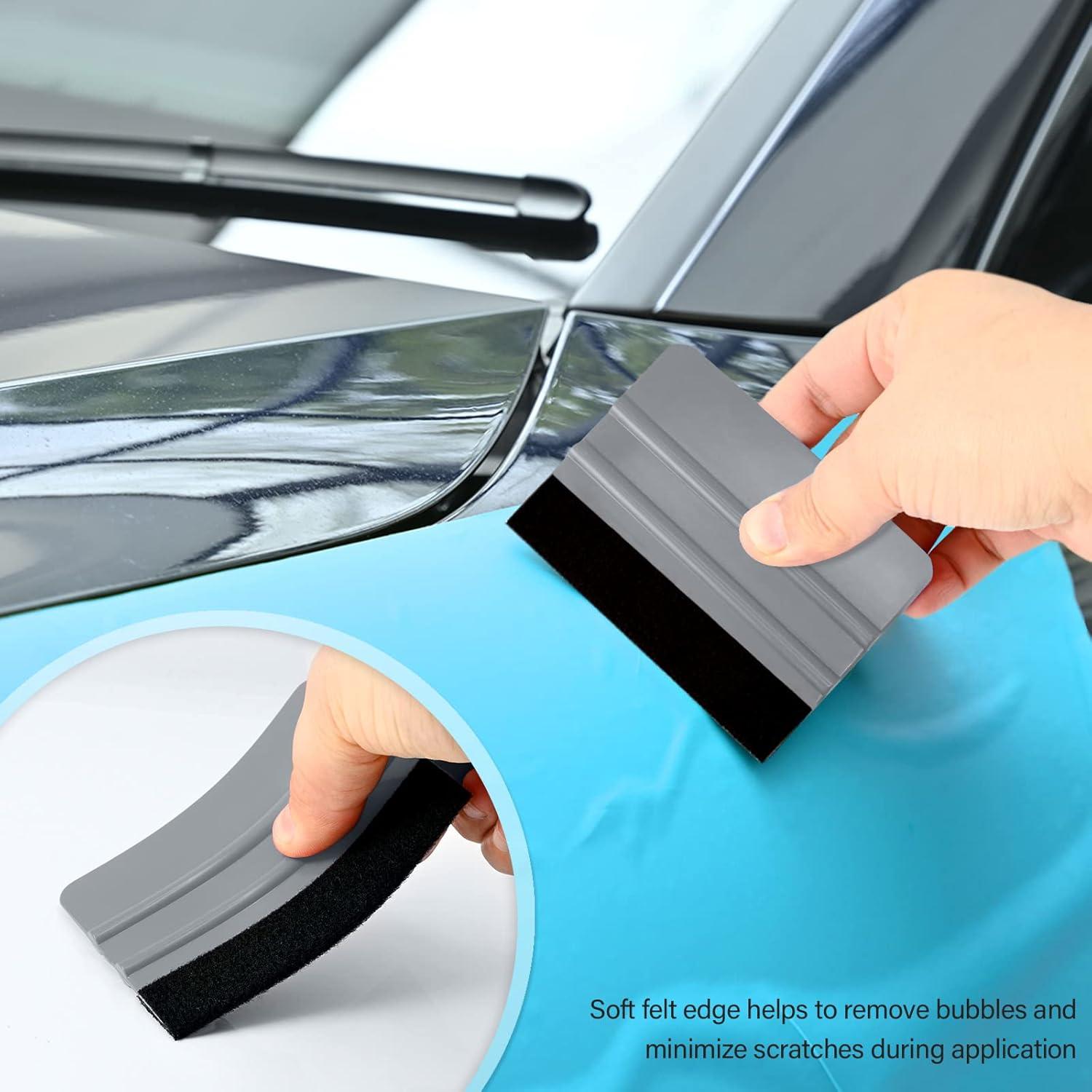 imageGomake Vehicle Vinyl Wrap Tool Kit Window Tinting Tool Include 4 Inch Felt Squeegee Retractable 9mm Utility Knife and Blades Zippy Vinyl Cutter and Mini Go Corner Squeegee for Car WrappingGrey