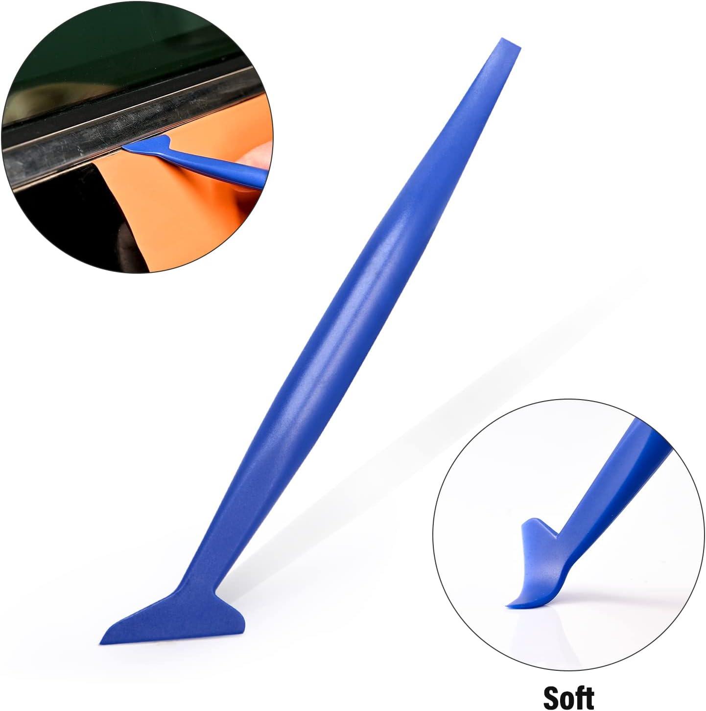 imageGomake Vehicle Vinyl Wrap Tool Kit Window Tinting Tool Include 4 Inch Felt Squeegee Retractable 9mm Utility Knife and Blades Zippy Vinyl Cutter and Mini Go Corner Squeegee for Car WrappingBlue