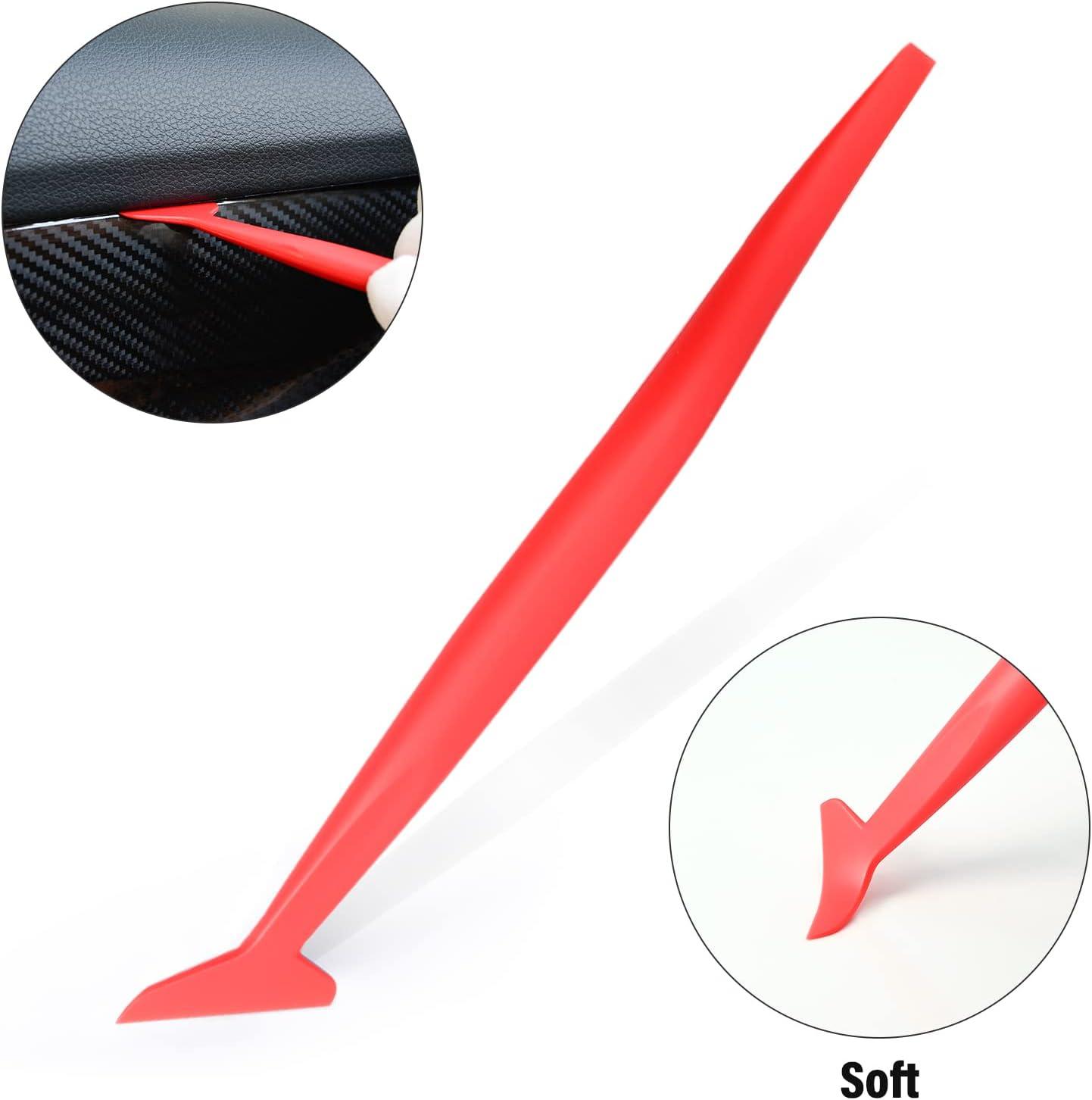 imageGomake Vehicle Vinyl Wrap Tool Kit Window Tinting Tool Include 4 Inch Felt Squeegee Retractable 9mm Utility Knife and Blades Zippy Vinyl Cutter and Mini Go Corner Squeegee for Car WrappingRed