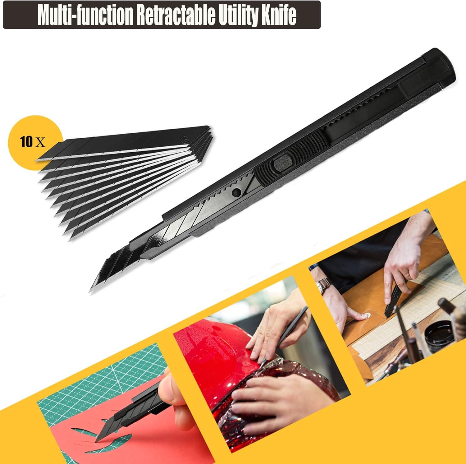 imageGomake Vinyl Backing Cutter Wrapping Paper Cutter Vinyl Knife with PTFE Coating Hidden Blade 30 Degree Snap Off Blade Lockable Utility knife Retractable Box Cutter with Extra 10pcs Replace bladesBacking Knife Utility Knife