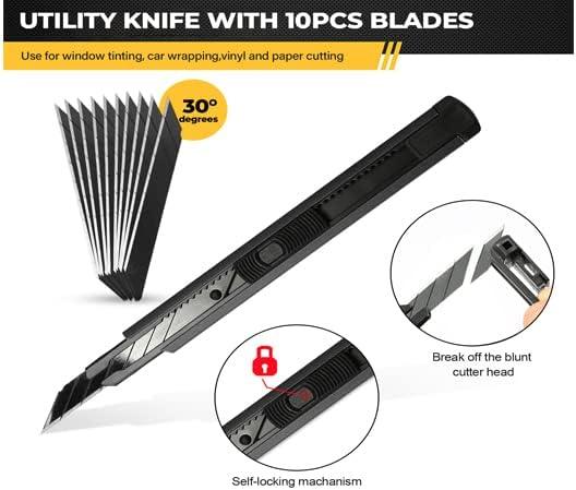 imageGomake Vinyl Backing Cutter Wrapping Paper Cutter Vinyl Knife with PTFE Coating Hidden Blade 30 Degree Snap Off Blade Lockable Utility knife Retractable Box Cutter with Extra 10pcs Replace bladesBacking Knife Utility Knife