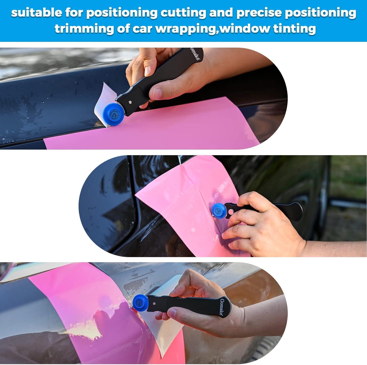 imageGomake Vinyl Wrap Cutter Car Coating Film Window Tint Cutting and Trimming Alloy Roller Positioning Knife Paperback Slitter Knife Car Wrap Film Vinyl GapCutter for Car WrappingWallpaper PastingFilm cutter