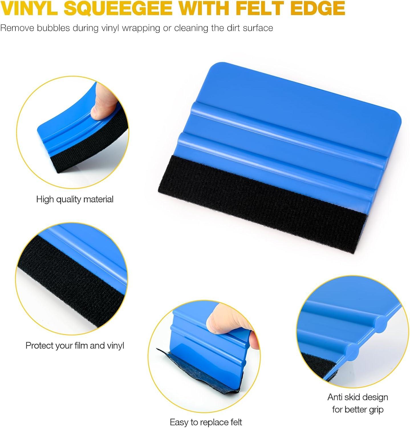 imageGomake Vinyl Wrap Tool Set Window Tint KitWindow Tint Tools Small Rubber Squeegee Car Window Tint Application KitVinyl Wrap Tools Felt Squeegee for Car WrappingWindow CleaningBlue