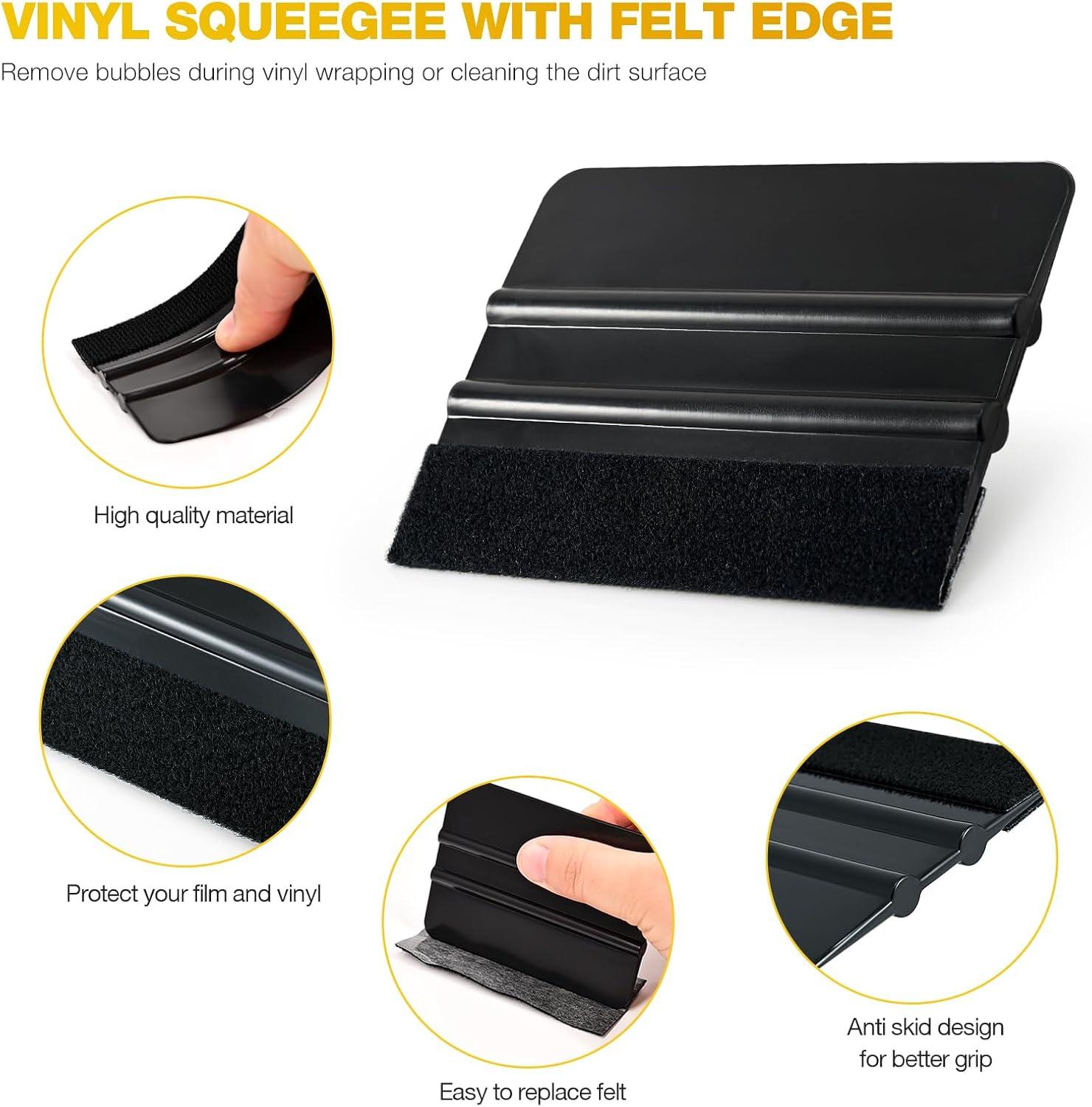 imageGomake Vinyl Wrap Tool Set Window Tint KitWindow Tint Tools Small Rubber Squeegee Car Window Tint Application KitVinyl Wrap Tools Felt Squeegee for Car WrappingWindow CleaningBlack