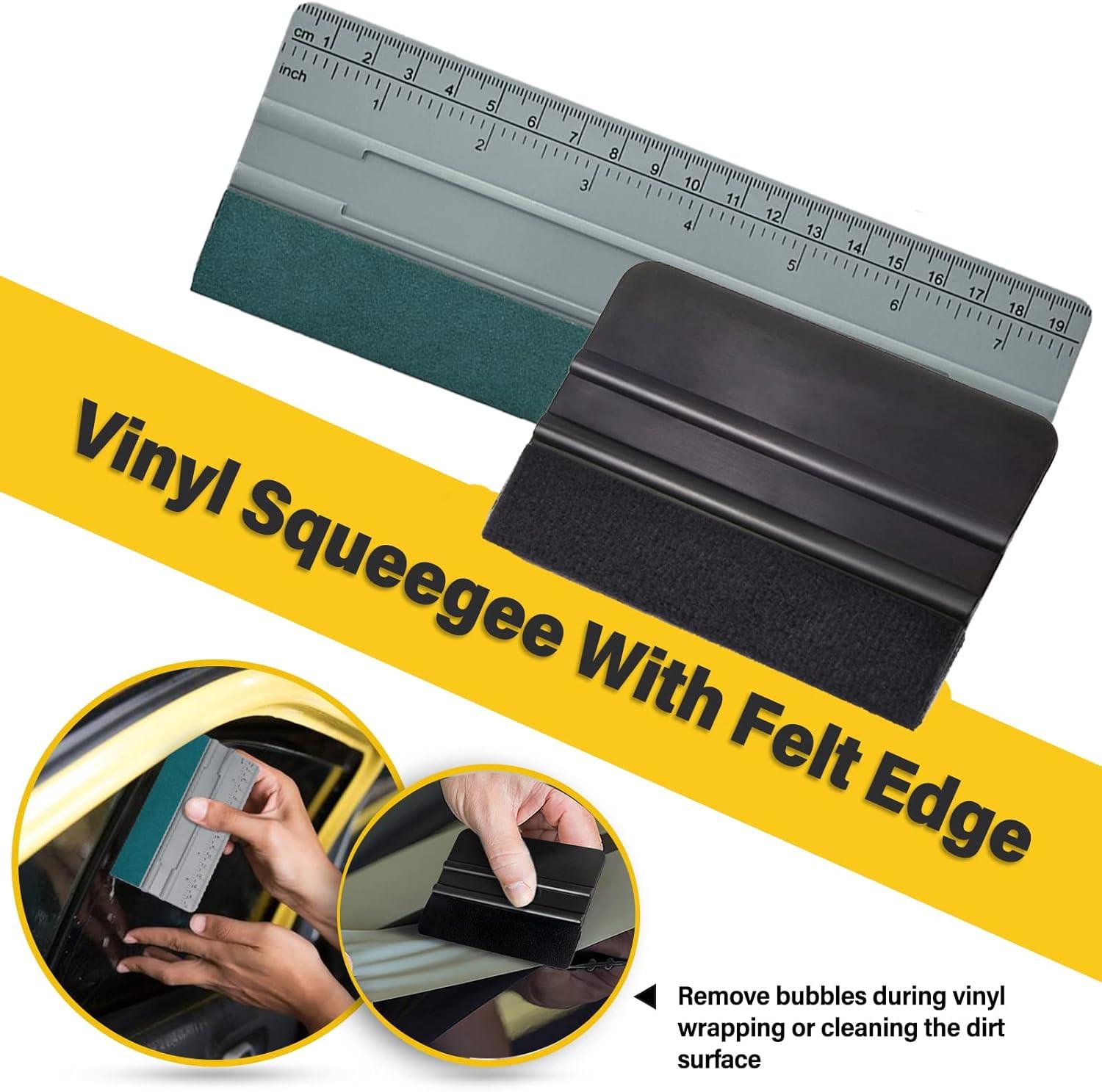 imageGomake Vinyl Wrap Tool kit Window Tinting Tools Car Wrap Kit Wallpaper Smoothing Tool Window Tint Installation Kit with Felt Squeegee Wrap Stick Squeegee9mm Utility Knife for Car Wrapping15 pieces