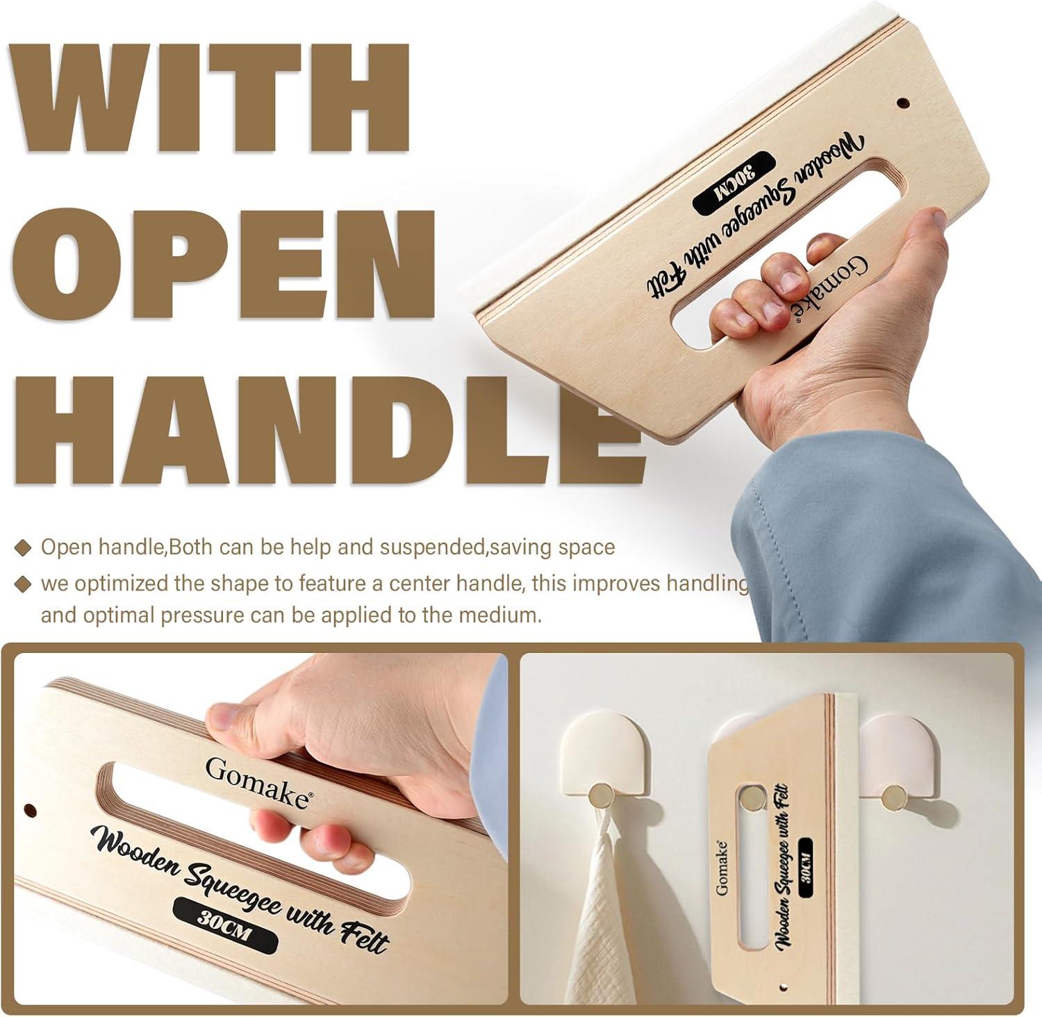 imageGomake Wallpaper Smoothing Tool Large Wooden Squeegee with Felt for Large Film ApplicationFloor Graphics InstallingDoors and Windows Decal Applications