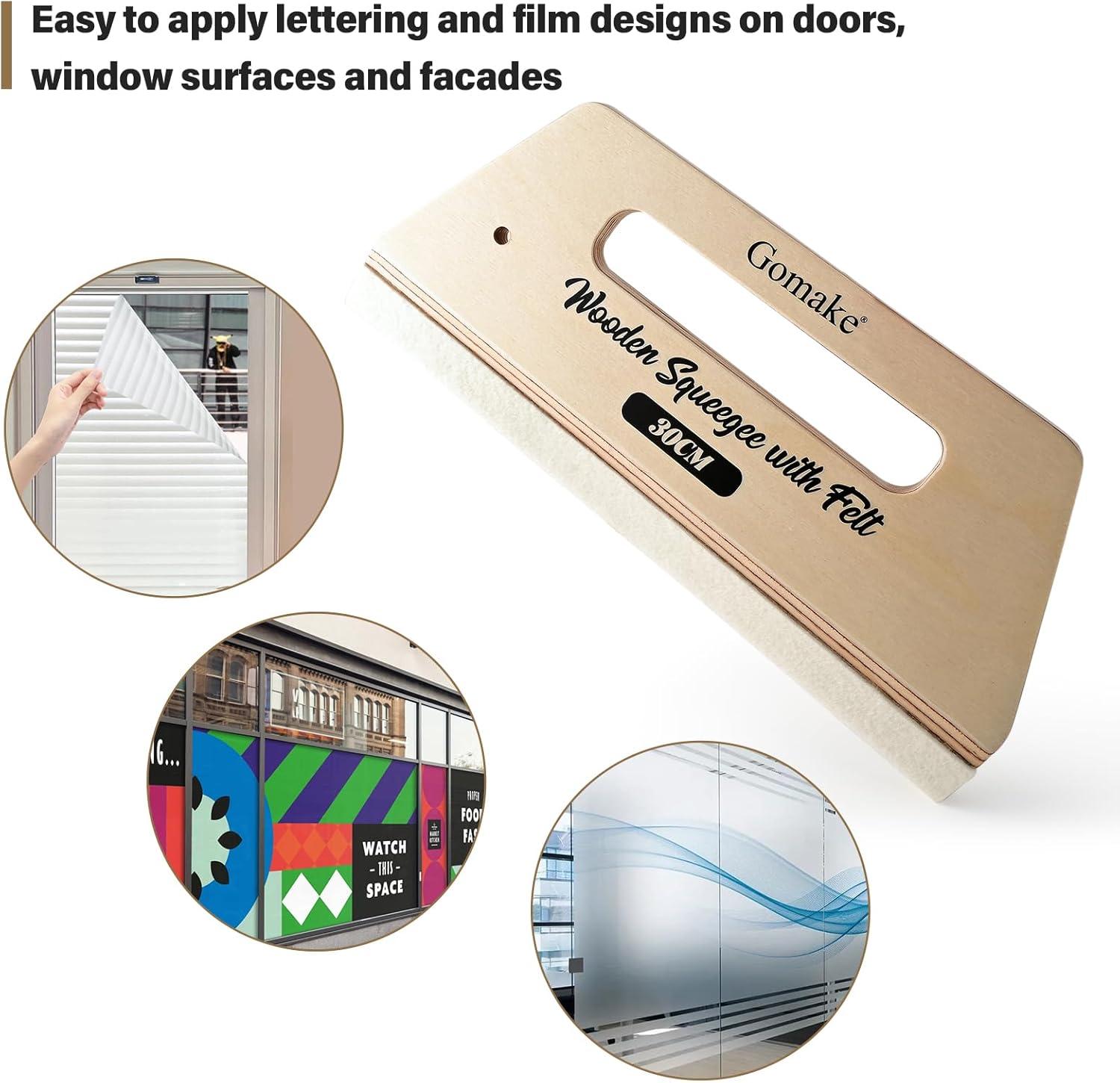 imageGomake Wallpaper Smoothing Tool Large Wooden Squeegee with Felt for Large Film ApplicationFloor Graphics InstallingDoors and Windows Decal Applications