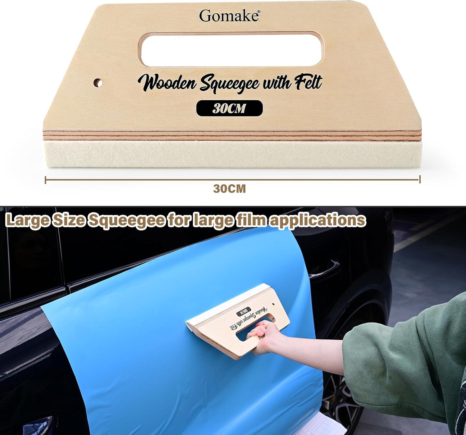 imageGomake Wallpaper Smoothing Tool Large Wooden Squeegee with Felt for Large Film ApplicationFloor Graphics InstallingDoors and Windows Decal Applications