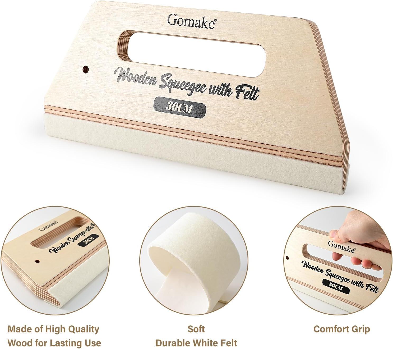 imageGomake Wallpaper Smoothing Tool Large Wooden Squeegee with Felt for Large Film ApplicationFloor Graphics InstallingDoors and Windows Decal Applications