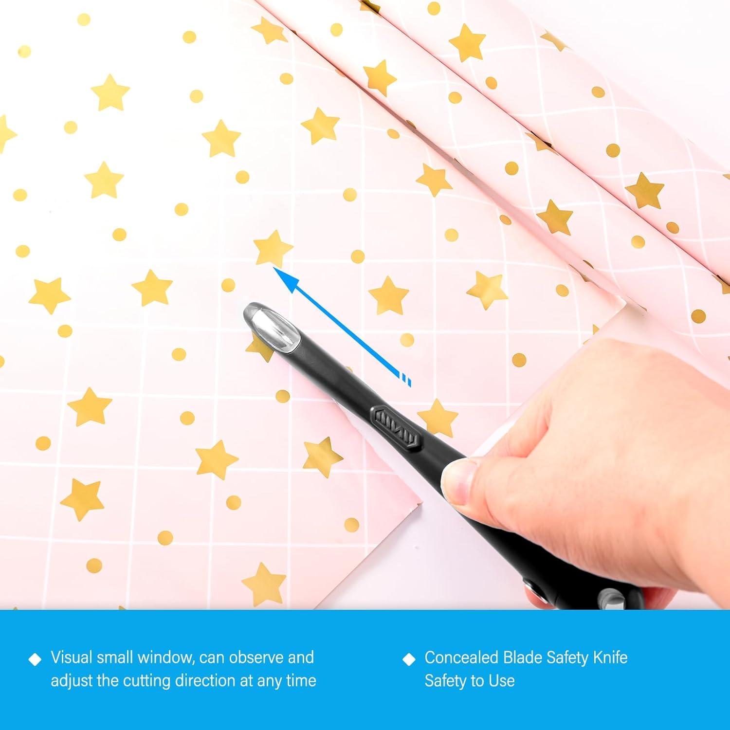 imageGomake Wrapping Paper Cutter 2PCS Gift Wrap Cutter With Blade Storage BoxMagnetic Wrapping Paper Roll Cutter Tool for BirthdayChristmas Paper Gift Wrapping Paper Roll Backing Paper CutterBlueBlack