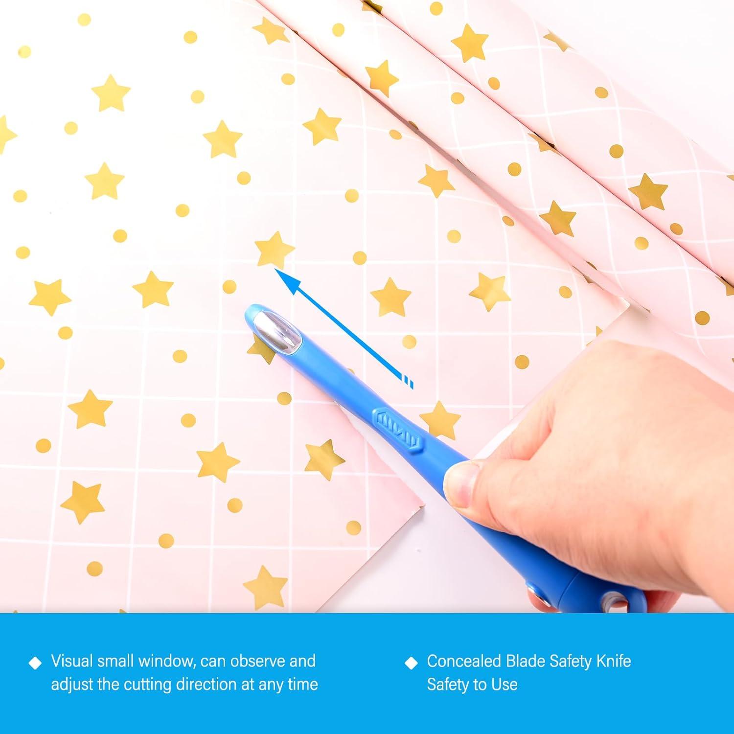 imageGomake Wrapping Paper Cutter 2PCS Gift Wrap Cutter With Blade Storage BoxMagnetic Wrapping Paper Roll Cutter Tool for BirthdayChristmas Paper Gift Wrapping Paper Roll Backing Paper CutterBlueBlue