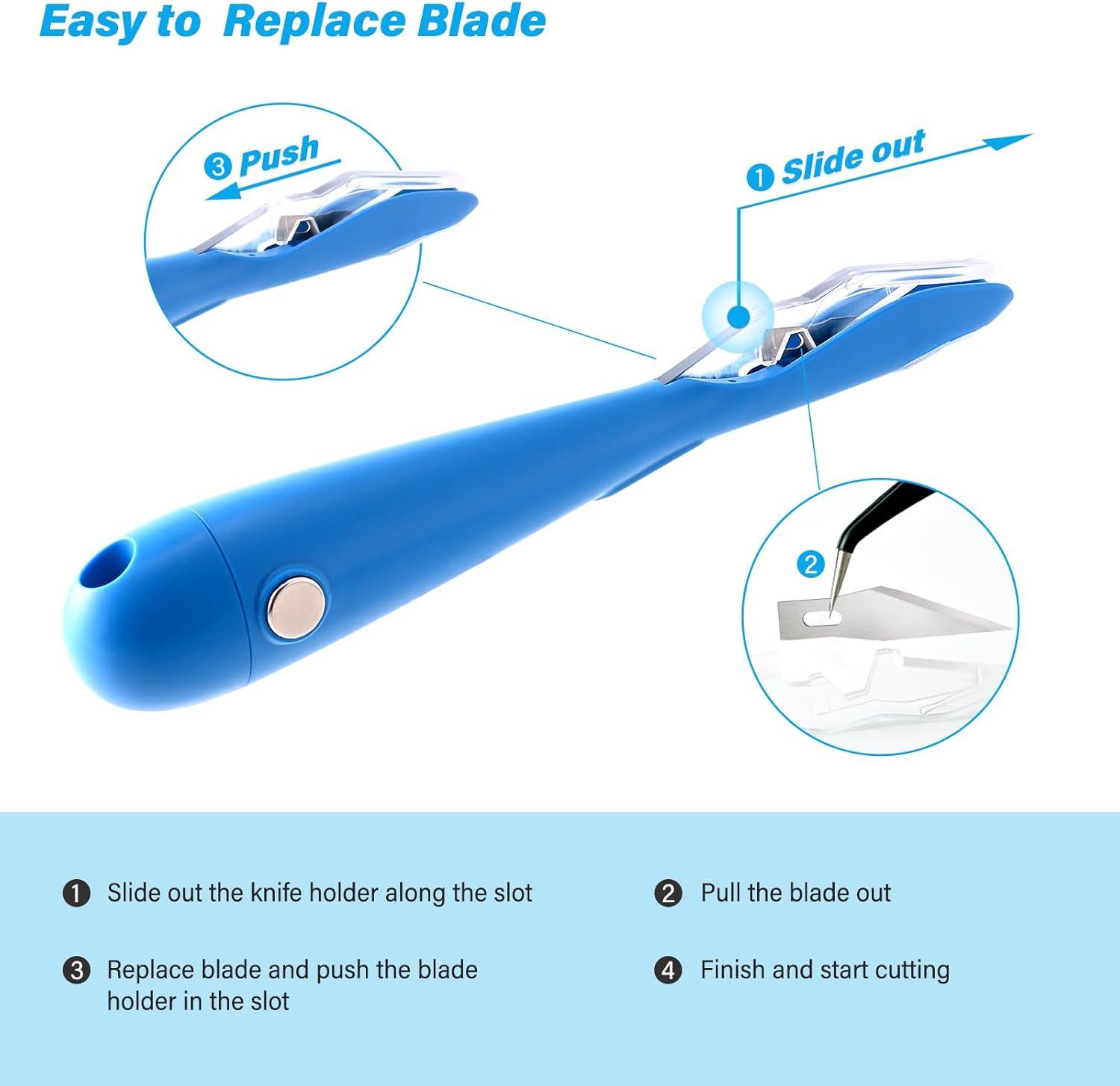 imageGomake Wrapping Paper Cutter 2PCS Gift Wrap Cutter With Blade Storage BoxMagnetic Wrapping Paper Roll Cutter Tool for BirthdayChristmas Paper Gift Wrapping Paper Roll Backing Paper CutterBlueBlue