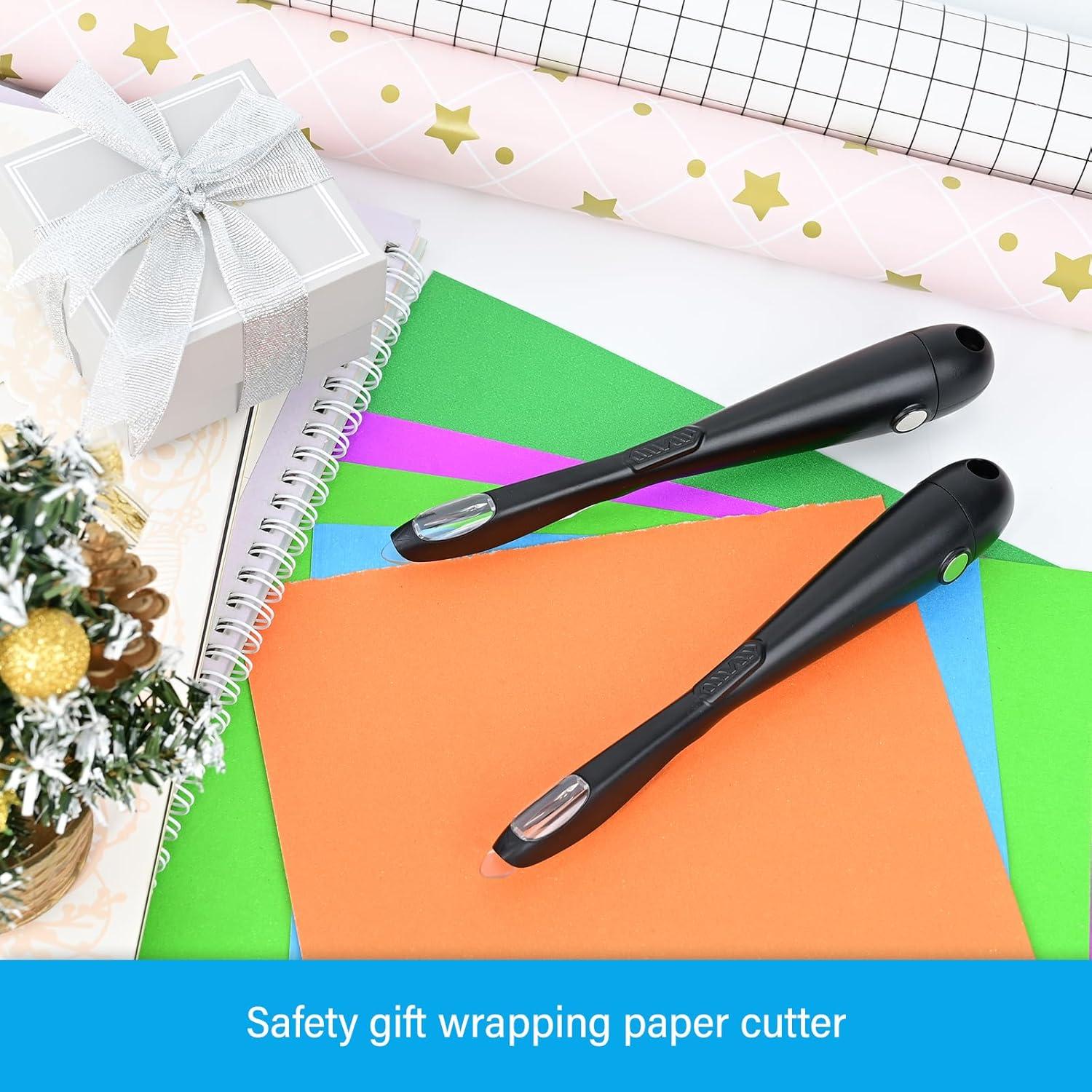imageGomake Wrapping Paper Cutter 2PCS Gift Wrap Cutter With Blade Storage BoxMagnetic Wrapping Paper Roll Cutter Tool for BirthdayChristmas Paper Gift Wrapping Paper Roll Backing Paper CutterBlueBlack