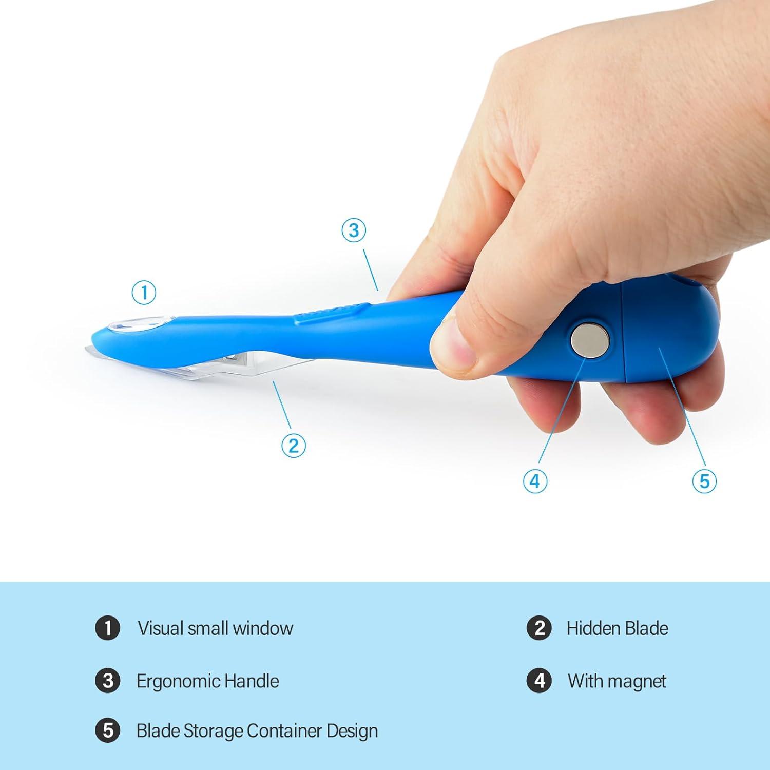 imageGomake Wrapping Paper Cutter 2PCS Gift Wrap Cutter With Blade Storage BoxMagnetic Wrapping Paper Roll Cutter Tool for BirthdayChristmas Paper Gift Wrapping Paper Roll Backing Paper CutterBlueBlue