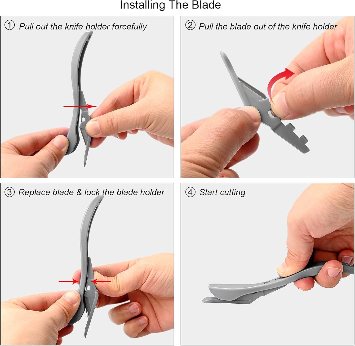 imageGomake Wrapping Paper Cutter 3PCS Gift Wrap CutterConcealed Blade Safety Knife with 10 Replaceable Blade for Birthday Paper Gift Wrapping Paper Roll Cutter and Christmas Wrapping Paper Cutter ToolGrey