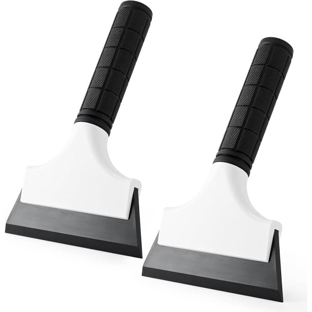 imageGomake 2PCS Small Rubber Squeegee Ice Scraper Window Shower SqueegeeAuto Water Blade Squeegee for Shower Glass DoorCar Windshield Window Mirror BathroomCountertop Cleaning BlackBlack