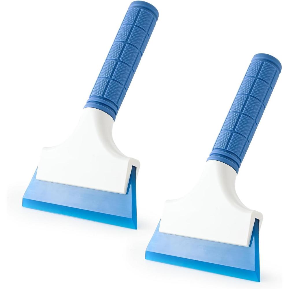 imageGomake 2PCS Small Rubber Squeegee Ice Scraper Window Shower SqueegeeAuto Water Blade Squeegee for Shower Glass DoorCar Windshield Window Mirror BathroomCountertop Cleaning BlackBlue