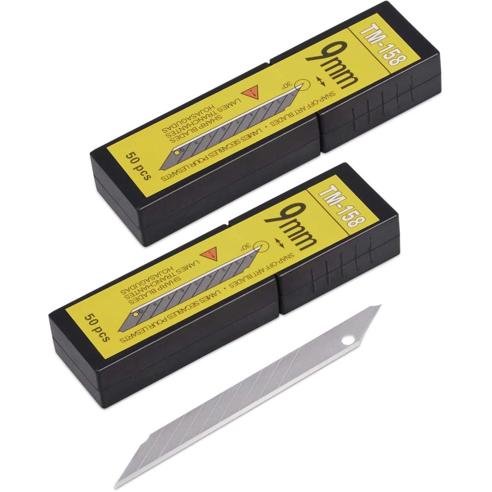 imageGomake 9mm Utility Knife Replacement Blades Snap Off Blades for 9MM Universal Art KnifeStainless Steel Blades Use in Office Home Arts Crafts  100PCS30 degree Carbon Steel