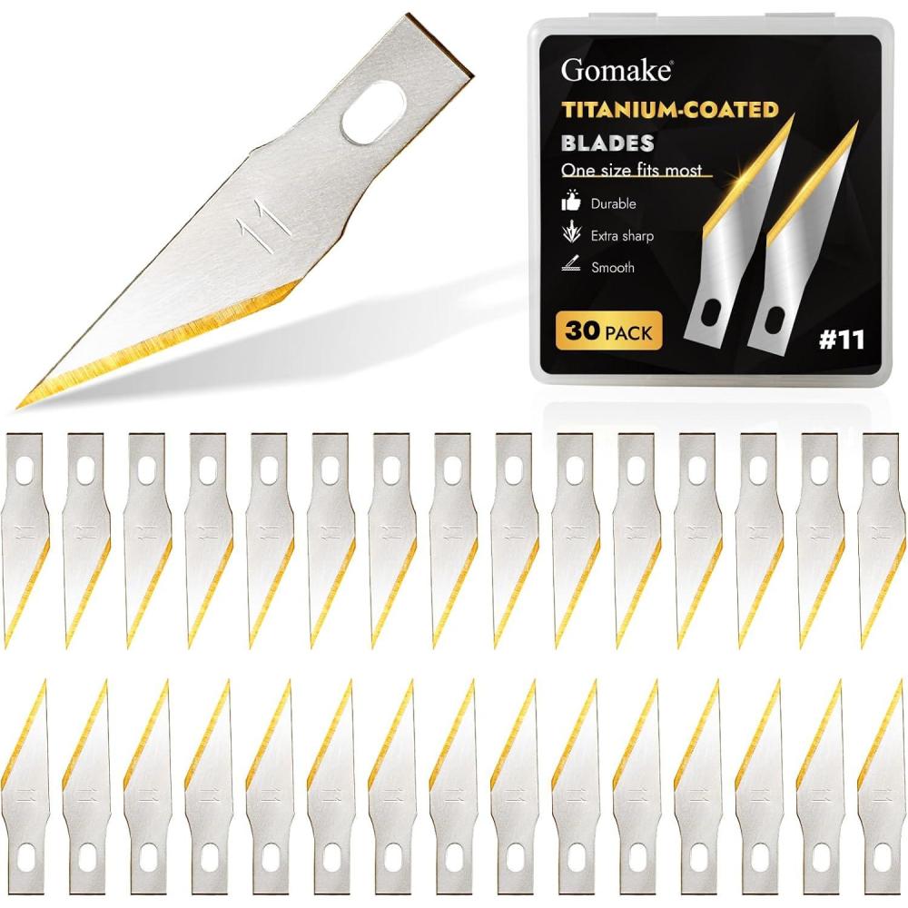 imageGomake Exacto Knife Blades 11 Titanium Coated Replacement Blades for Precision Hobby Knife 30 Pack