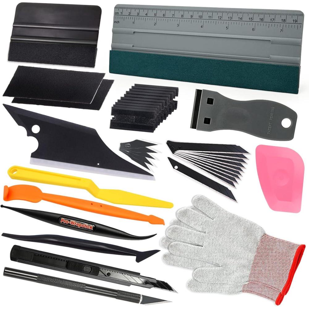 imageGomake Vinyl Wrap Tool kit Window Tinting Tools Car Wrap Kit Wallpaper Smoothing Tool Window Tint Installation Kit with Felt Squeegee Wrap Stick Squeegee9mm Utility Knife for Car Wrapping15 pieces