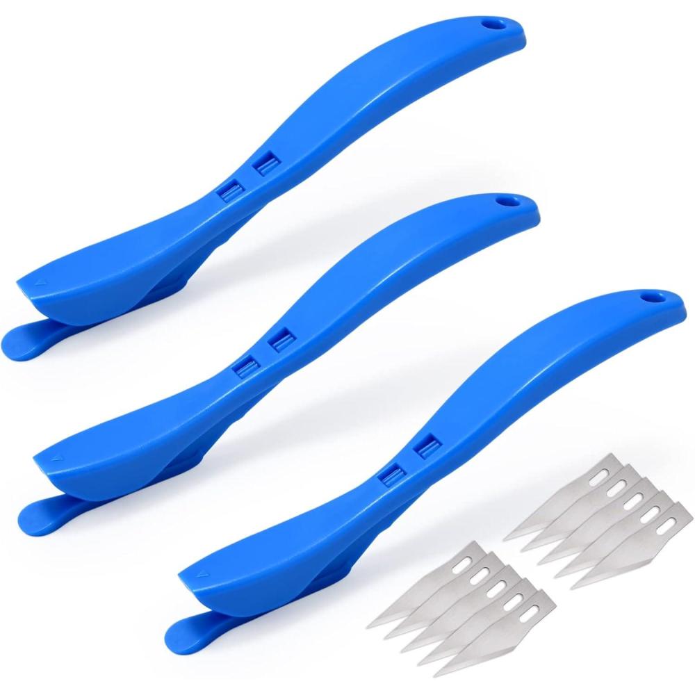 imageGomake Wrapping Paper Cutter 3PCS Gift Wrap CutterConcealed Blade Safety Knife with 10 Replaceable Blade for Birthday Paper Gift Wrapping Paper Roll Cutter and Christmas Wrapping Paper Cutter ToolBlue