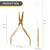 imageGomake Hair Extensions Closed and Remover Pliers set Micro Silicone Rings Beads Hair Extensions Loop Needle Threader Pulling Hook Tool and Bead Device Tool for Hair or Feather Extensions GoldGold