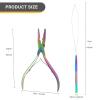 imageGomake Hair Extensions Closed and Remover Pliers set Micro Silicone Rings Beads Hair Extensions Loop Needle Threader Pulling Hook Tool and Bead Device Tool for Hair or Feather Extensions GoldRainbow
