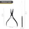 imageGomake Hair Extensions Closed and Remover Pliers set Micro Silicone Rings Beads Hair Extensions Loop Needle Threader Pulling Hook Tool and Bead Device Tool for Hair or Feather Extensions GoldBlack