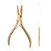 imageGomake Hair Extensions Closed and Remover Pliers set Micro Silicone Rings Beads Hair Extensions Loop Needle Threader Pulling Hook Tool and Bead Device Tool for Hair or Feather Extensions GoldGold