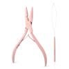 imageGomake Hair Extensions Closed and Remover Pliers set Micro Silicone Rings Beads Hair Extensions Loop Needle Threader Pulling Hook Tool and Bead Device Tool for Hair or Feather Extensions GoldPink