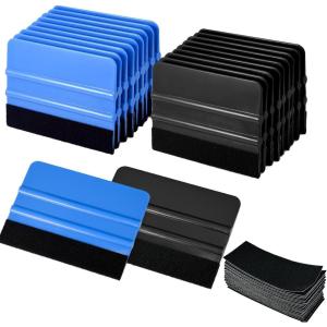 imageGomake 20 Pack Vinyl Squeegee with 20PCS Felt Fabric for Tint Film Decal Squeegee Application Tool Vinyl Wrap Installation Wallpaper Smooth Tool Black and Blue 20Black and Blue