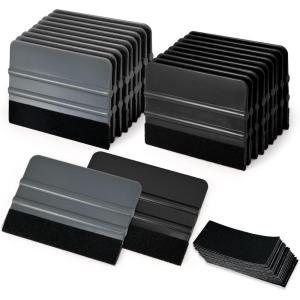 imageGomake 20 Pack Vinyl Squeegee with 20PCS Felt Fabric for Tint Film Decal Squeegee Application Tool Vinyl Wrap Installation Wallpaper Smooth Tool Black and Blue 20Black and Grey