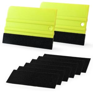 imageGomake 2PCS Vinyl Wrap Squeegee with 6PCS Squeegee Felt Fabric for Tint Film Decal Squeegee Application Tool Vinyl Wrap Installation Wallpaper Smooth Tool GreenGreen