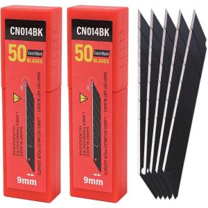 imageGomake 9mm Utility Knife Replacement Blades Snap Off Blades for 9MM Universal Art KnifeStainless Steel Blades Use in Office Home Arts Crafts  100PCS30 degree Carbon SteelBlack