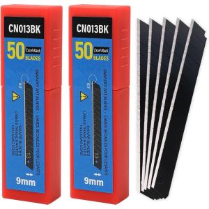 imageGomake 9mm Utility Knife Replacement Blades Snap Off Blades for 9MM Universal Art KnifeStainless Steel Blades Use in Office Home Arts Crafts  100PCS60 degree Carbon SteelBlack