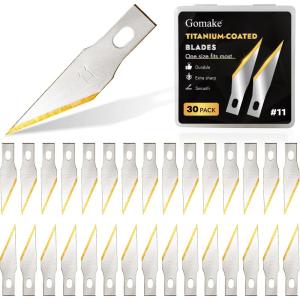 imageGomake Exacto Knife Blades 11 Titanium Coated Replacement Blades for Precision Hobby Knife 30 Pack