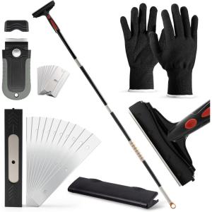 imageGomake Extendable Floor Scraper Heavy Duty 6quot Wide Razor Blade Scraper Tool with 1759quot 14ft 49ftLong Handle 10PCS Extra Metal Blades for Cleaning Glass Wall Gum Paint Tile Glue