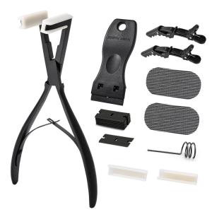 imageGomake Tape in Hair Extension Tools Kit with Flat Surface Stainless Steel Tape in Hair Extensions Sealing Clamp PlierTape Remover Scraper ToolHair Clips Human Hair Extensions Styling ToolsPinkBlack