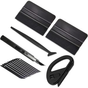 imageGomake Vehicle Vinyl Wrap Window Tint Film Tool Kit with Spray Bottle4 Inch Felt Squeegee Retractable 9mm Utility Knife and Blades Zippy Vinyl Cutter and Mini Go Corner Squeegee for Car Wrapping5 Tools