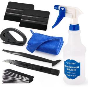 imageGomake Vehicle Vinyl Wrap Window Tint Film Tool Kit with Spray Bottle4 Inch Felt Squeegee Retractable 9mm Utility Knife and Blades Zippy Vinyl Cutter and Mini Go Corner Squeegee for Car Wrapping7 Tools