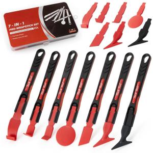 imageGomake Vinyl Wrap Stick Squeegee Window Tint Tool 7 in 1 Micro Wrap Stick Squeegee Detachable and Replaceable Head Wrap Tucking Tool Curves Slot Corner Squeegee for Car Wrapping Car Tint Installing