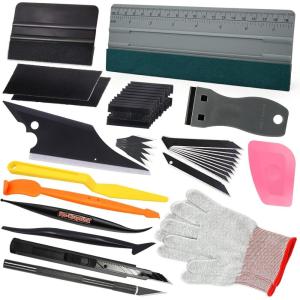 imageGomake Vinyl Wrap Tool kit Window Tinting Tools Car Wrap Kit Wallpaper Smoothing Tool Window Tint Installation Kit with Felt Squeegee Wrap Stick Squeegee9mm Utility Knife for Car Wrapping15 pieces