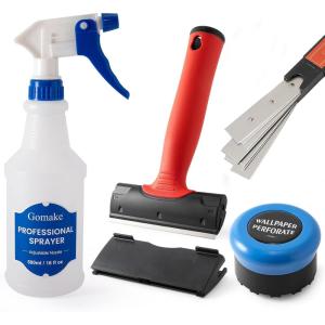 imageGomake Wallpaper Remove Tool Set With Perforating Scoring ToolSpray Bottle4 inch Razor Blade Scraper Sticker Remover to Peel Contact Paper Vinyl Backsplash Window Film Wallpaper Adhesive