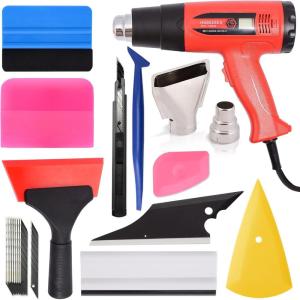 imageGomake Window Tint Tools Set with Heat Gun Car Wrapping Kit Vinyl Wrap Tool Window Tint Protective Film Installing Tool with Felt Squeegee Wrap StickRubberCornerHard Card Squeegee